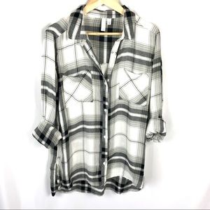 BP plaid flannel button down tunic shirt so soft!